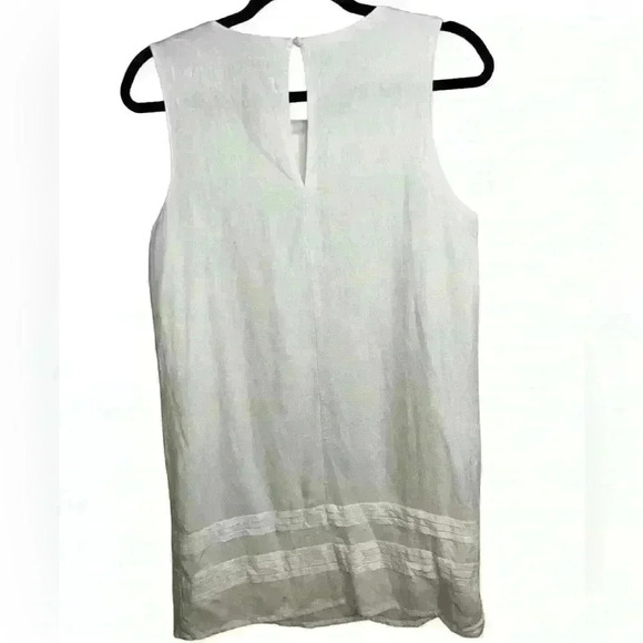 Pinch Womens Tank Dress White Lined Crew Neck Sleeveless Linen Blend Keyhole M - Picture 3 of 6